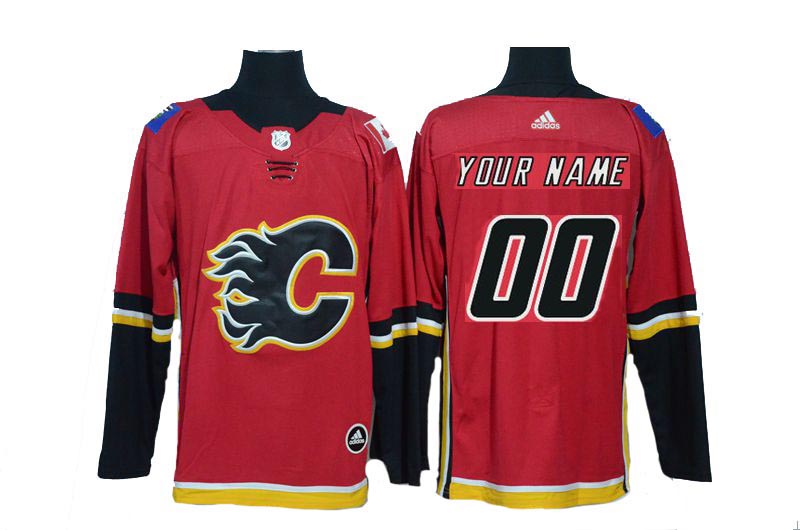 Customized Men 2017 NHL Calgary Flames Blank Red Adidas jersey->dallas cowboys->NFL Jersey